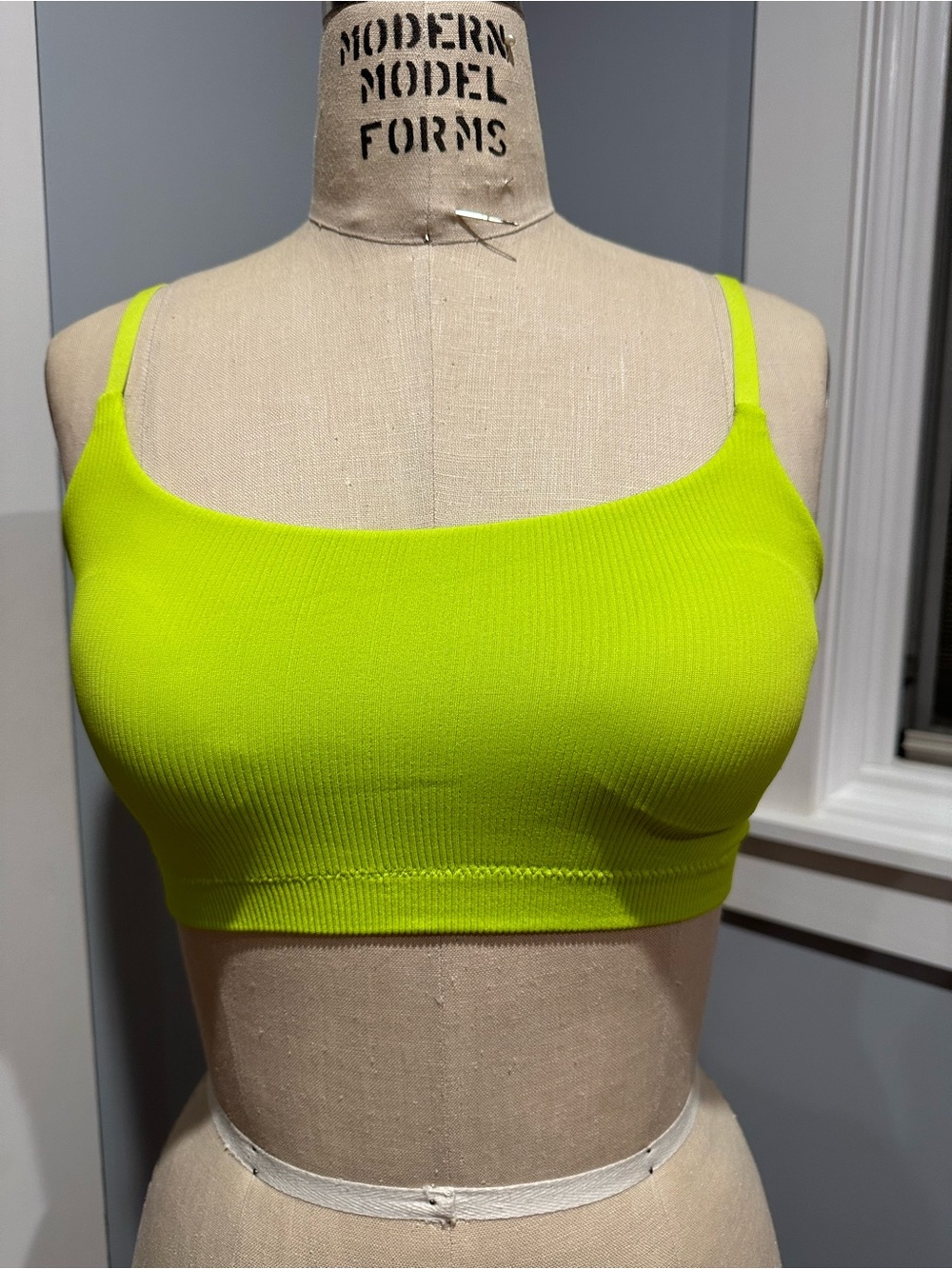 Aerie Neon Lime Ribbed Scoop Neck Bralette Medium